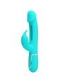 PRETTY LOVE KAMPAS VIBRADOR RABBIT 3 EN 1 MULTIFUNCION CON LENGUA VERDE AGUA