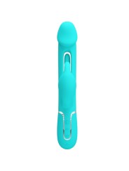 PRETTY LOVE KAMPAS VIBRADOR RABBIT 3 EN 1 MULTIFUNCION CON LENGUA VERDE AGUA