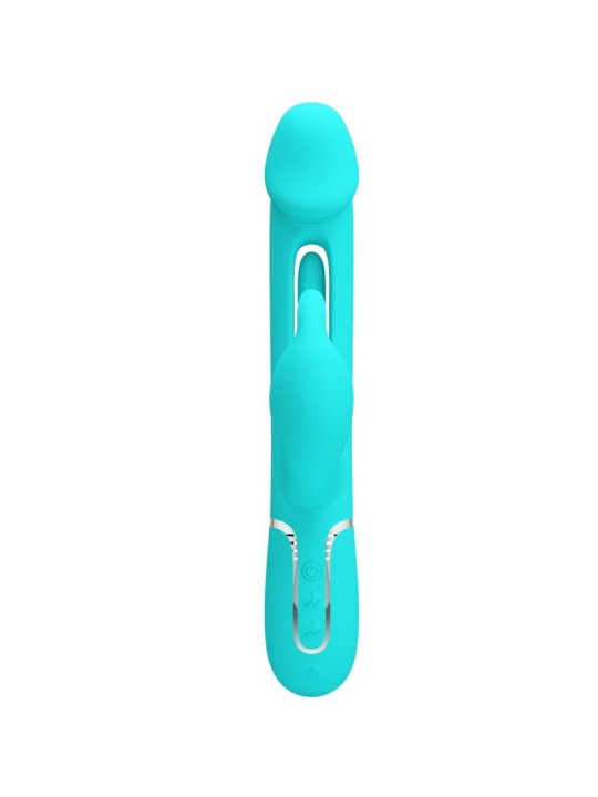 PRETTY LOVE KAMPAS VIBRADOR RABBIT 3 EN 1 MULTIFUNCION CON LENGUA VERDE AGUA