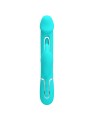 PRETTY LOVE KAMPAS VIBRADOR RABBIT 3 EN 1 MULTIFUNCION CON LENGUA VERDE AGUA