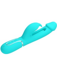 PRETTY LOVE KAMPAS VIBRADOR RABBIT 3 EN 1 MULTIFUNCION CON LENGUA VERDE AGUA