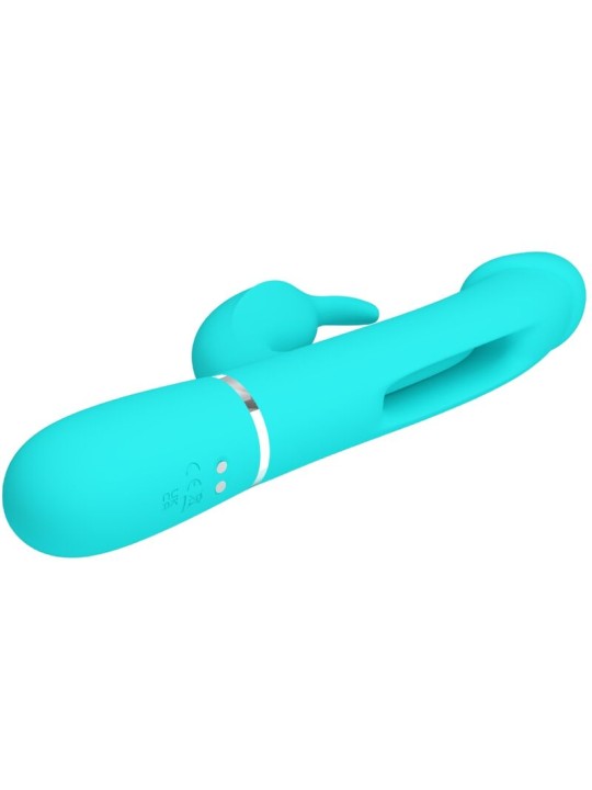 PRETTY LOVE KAMPAS VIBRADOR RABBIT 3 EN 1 MULTIFUNCION CON LENGUA VERDE AGUA
