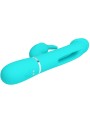 PRETTY LOVE KAMPAS VIBRADOR RABBIT 3 EN 1 MULTIFUNCION CON LENGUA VERDE AGUA