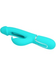 PRETTY LOVE KAMPAS VIBRADOR RABBIT 3 EN 1 MULTIFUNCION CON LENGUA VERDE AGUA
