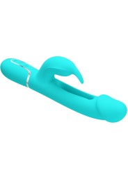 PRETTY LOVE KAMPAS VIBRADOR RABBIT 3 EN 1 MULTIFUNCION CON LENGUA VERDE AGUA