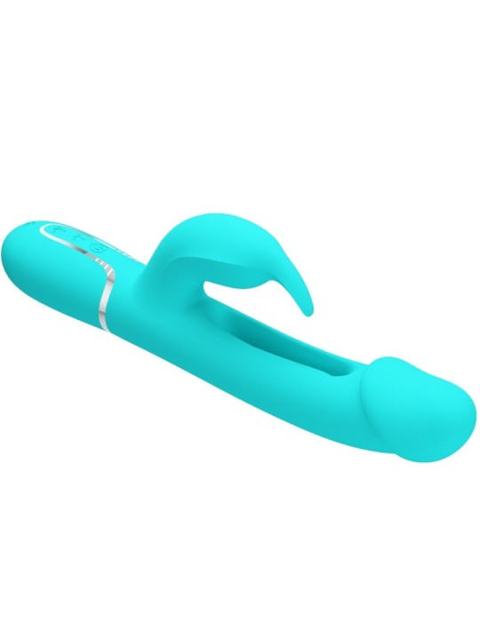 PRETTY LOVE KAMPAS VIBRADOR RABBIT 3 EN 1 MULTIFUNCION CON LENGUA VERDE AGUA