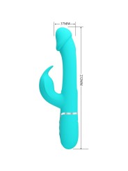 PRETTY LOVE KAMPAS VIBRADOR RABBIT 3 EN 1 MULTIFUNCION CON LENGUA VERDE AGUA