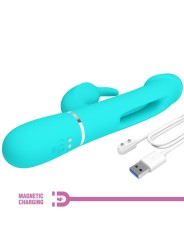 PRETTY LOVE KAMPAS VIBRADOR RABBIT 3 EN 1 MULTIFUNCION CON LENGUA VERDE AGUA
