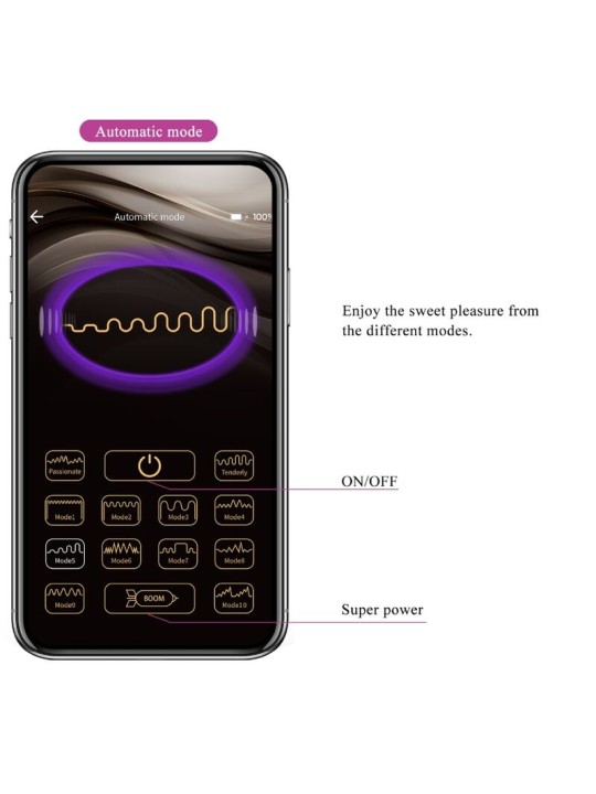 PRETTY LOVE NYMPH HUEVO VIBRADOR CONTROLADO POR APP LILA