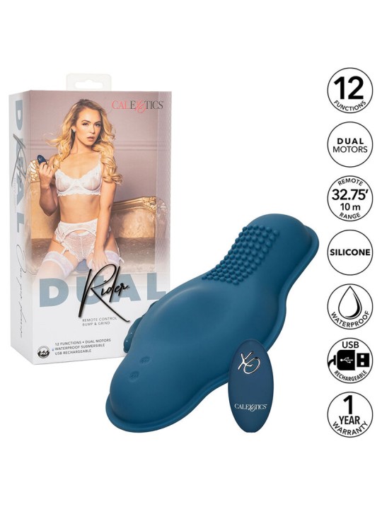 CALEXOTICS RIDER MASAJEADOR DOBLE MOTOR CONTROL REMOTO AZUL