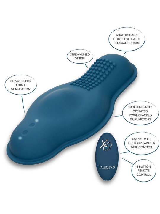 CALEXOTICS RIDER MASAJEADOR DOBLE MOTOR CONTROL REMOTO AZUL