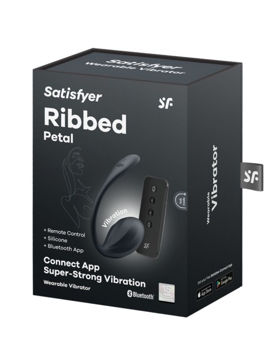SATISFYER RIBBED PETAL ESTIMULADOR PUNTO G CONTROL REMOTO NEGRO APP GRATUITA