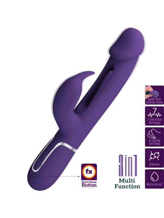 PRETTY LOVE KAMPAS VIBRADOR RABBIT 3 EN 1 MULTIFUNCION CON LENGUA VIOLETA