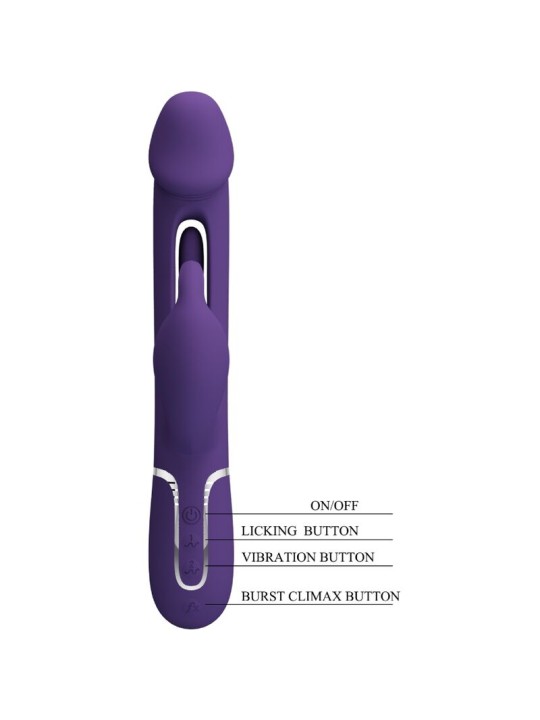 PRETTY LOVE KAMPAS VIBRADOR RABBIT 3 EN 1 MULTIFUNCION CON LENGUA VIOLETA