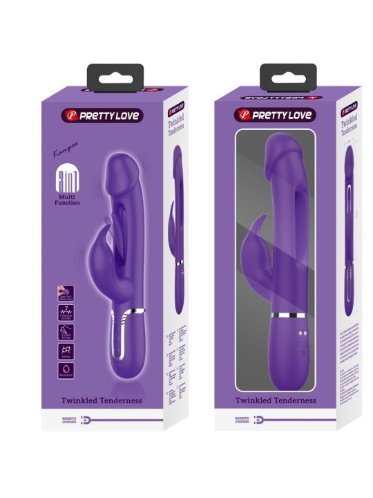 PRETTY LOVE KAMPAS VIBRADOR RABBIT 3 EN 1 MULTIFUNCION CON LENGUA VIOLETA