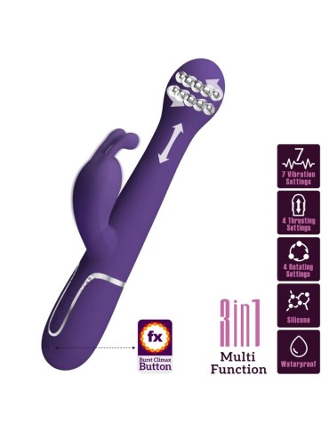 PRETTY LOVE DEJON VIBRADOR RABBIT 3 EN 1 MULTIFUNCION MORADO