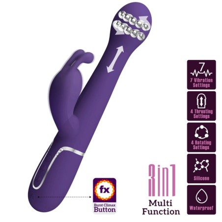PRETTY LOVE DEJON VIBRADOR RABBIT 3 EN 1 MULTIFUNCION MORADO
