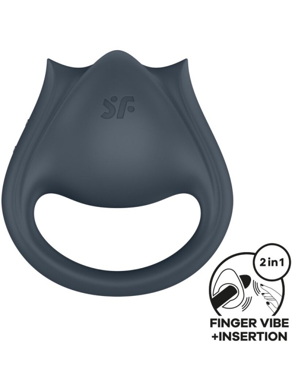 SATISFYER PERFECT PAIR 2 MULTIVIBRADOR 2 EN 1 ANILLO PARA PENE ESTIMULADOR DE DEDO GRIS