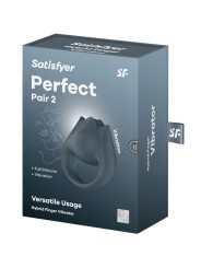 SATISFYER PERFECT PAIR 2 MULTIVIBRADOR 2 EN 1 ANILLO PARA PENE ESTIMULADOR DE DEDO GRIS