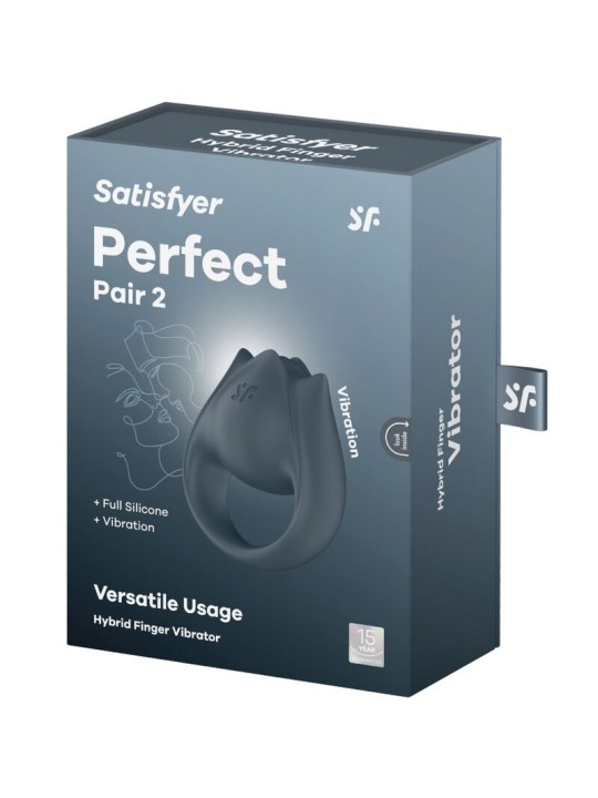 SATISFYER PERFECT PAIR 2 MULTIVIBRADOR 2 EN 1 ANILLO PARA PENE ESTIMULADOR DE DEDO GRIS