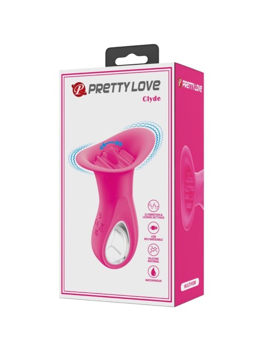 PRETTY LOVE CLYDE VIBRADOR ORAL LENGUA VIBRADORA 12 VIBRACIONES ROSA