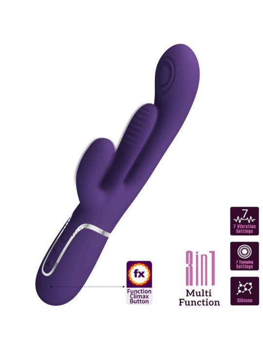 PRETTY LOVE SHANIA TRIPLE VIBRADOR RABBIT MULTIFUNCION MORADO