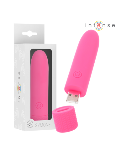 INTENSE SYMONE BALA VIBRADORA RECARGABLE POR USB 8 VIBRACIONES ROSA 10 X 22 CM