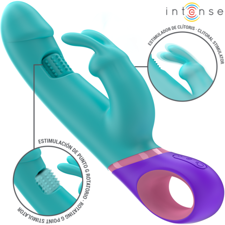 INTENSE MONICA VIBRADOR RABBIT CON ESTIMULADOR ROTATORIO DEL PUNTO G AZUL