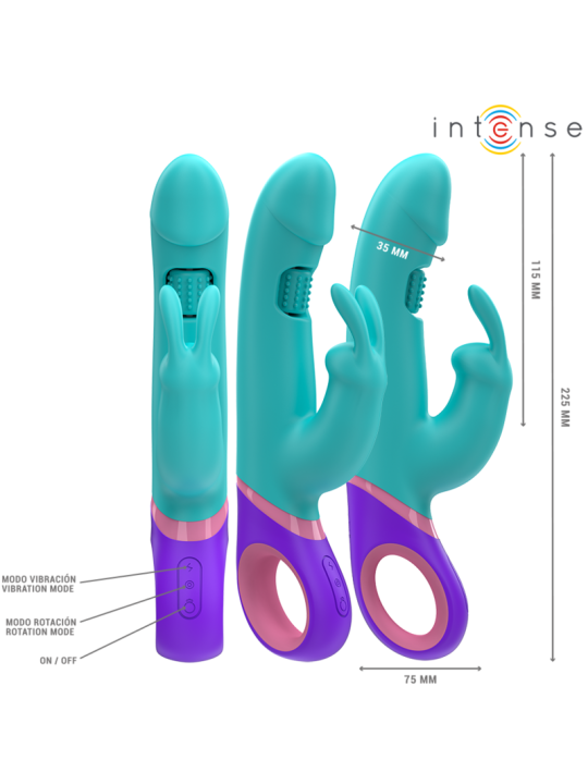 INTENSE MONICA VIBRADOR RABBIT CON ESTIMULADOR ROTATORIO DEL PUNTO G AZUL