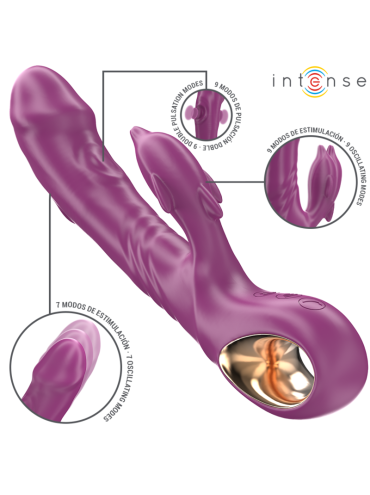 INTENSE HALLE VIBRADOR MULTIFUNCION CON LENGUA ESTIMULADORA EN FORMA DE DELFIN MORADO