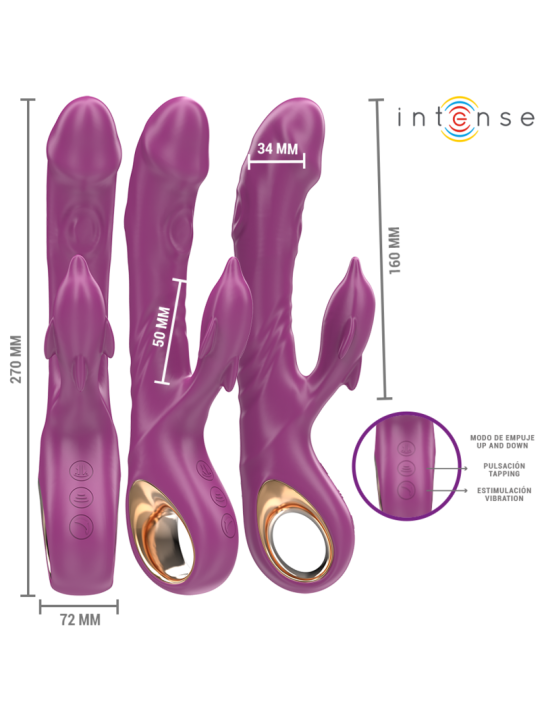 INTENSE HALLE VIBRADOR MULTIFUNCION CON LENGUA ESTIMULADORA EN FORMA DE DELFIN MORADO