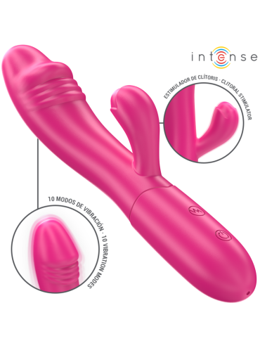 INTENSE IVY VIBRADOR FLEXIBLE 10 VIBRACIONES CON LENGUA ESTIMULADORA ROSA