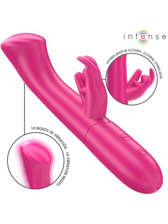 INTENSE JULIETA VIBRADOR RABBIT 186 CM 10 VIBRACIONES ROSA