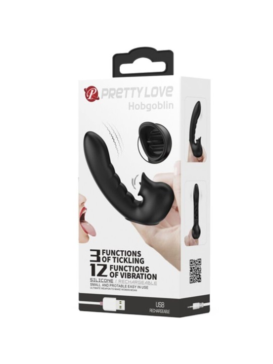 PRETTY LOVE HOBGOBLIN FUNDA VIBRADORA PARA DEDO 12 VIBRACIONES ESTIMULADOR CLITORIS NEGRO