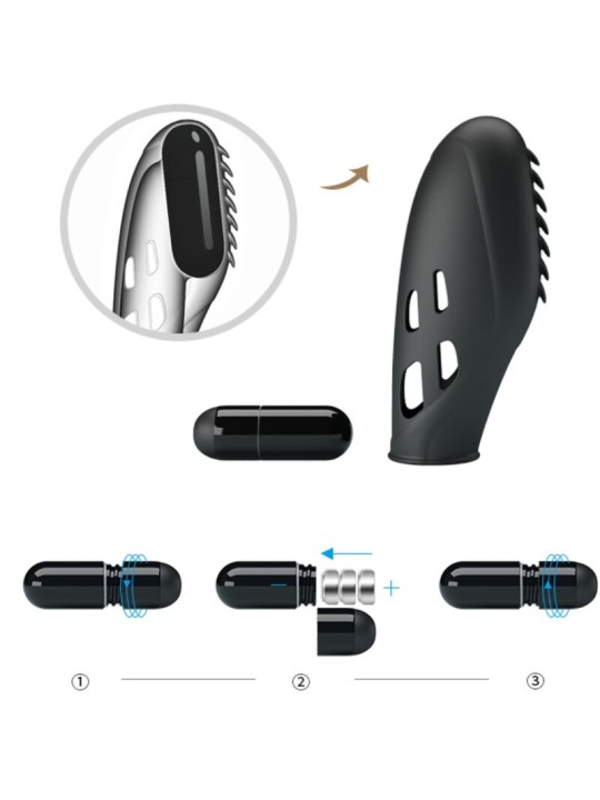 PRETTY LOVE GILO VIBRADOR DE DEDO SILICONA NEGRO