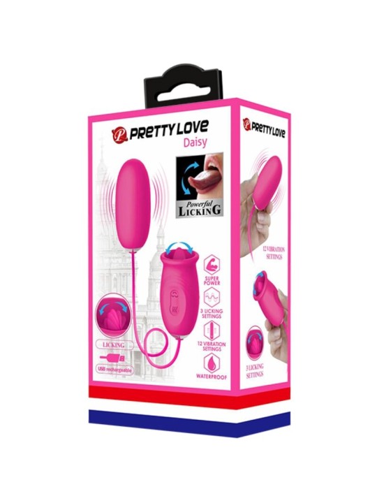 PRETTY LOVE DAISY HUEVO VIBRADOR LENGUA ESTIMULADORA DE CLITORIS ROSA