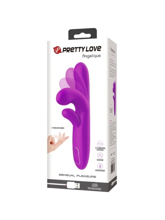 PRETTY LOVE ANGELIQUE VIBRADOR MULTIFUNCION ESTIMULADOR DE CLITORIS MORADO