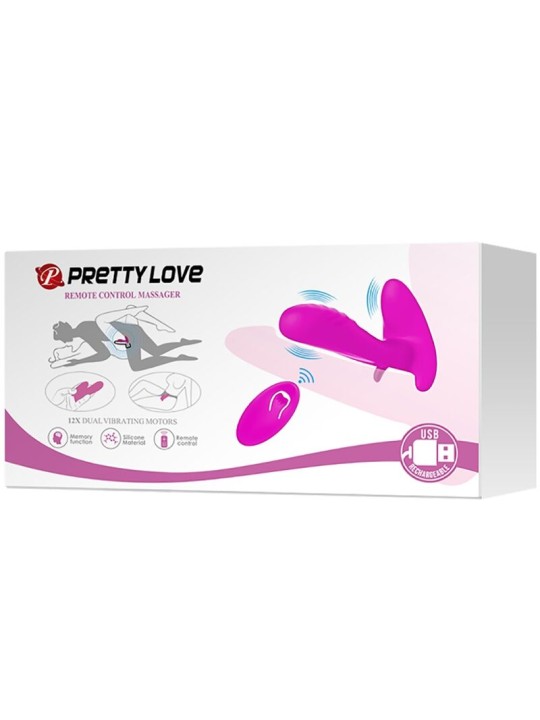 PRETTY LOVE MASAJEADOR VIBRADOR 12 VIBRACIONES CONTROL REMOTO MORADO