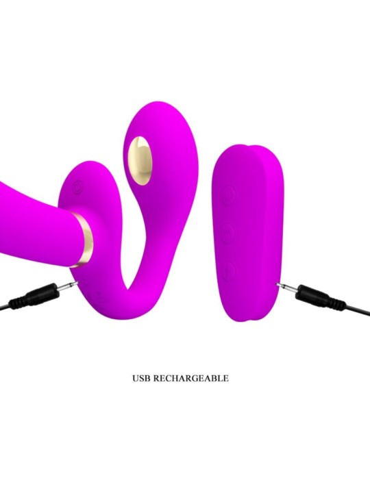 PRETTY LOVE THUNDERBIRD VIBRADOR DOBLE STRAP ON CONTROL REMOTO MORADO