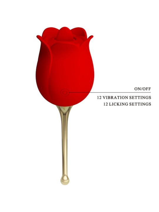 PRETTY LOVE ROSE LOVER ROSA ESTIMULADORA DE CLITORIS 12 VIBRACIONES ROJO