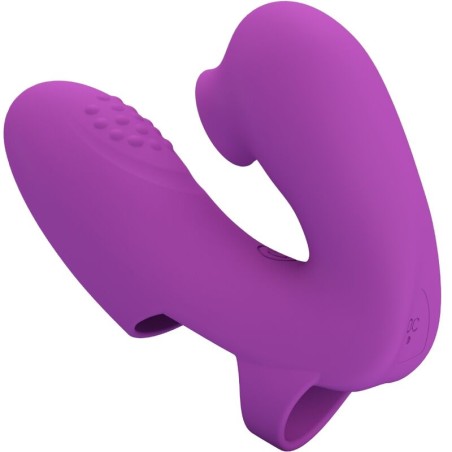 PRETTY LOVE ATHENA VIBRADOR DE DEDO CON ESTIMULADOR CLITORIS MORADO