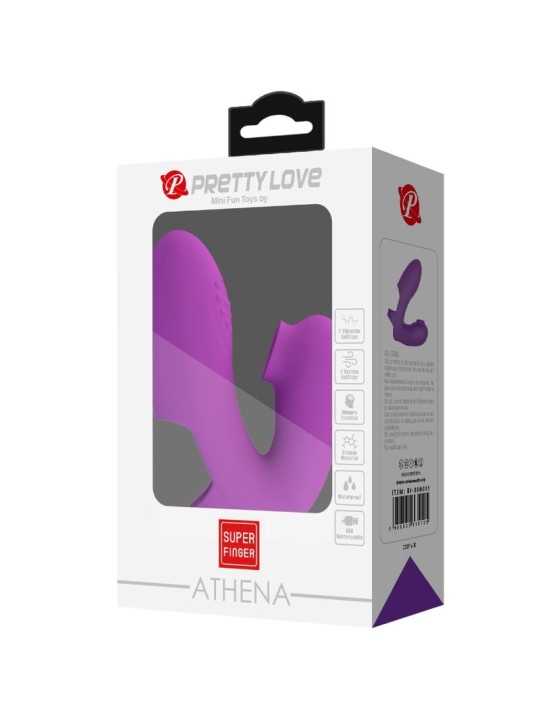 PRETTY LOVE ATHENA VIBRADOR DE DEDO CON ESTIMULADOR CLITORIS MORADO