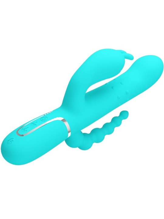 PRETTY LOVE CAMMY TRIPLE VIBRADOR RABBIT MULTIFUNCION 4 EN 1 AZUL