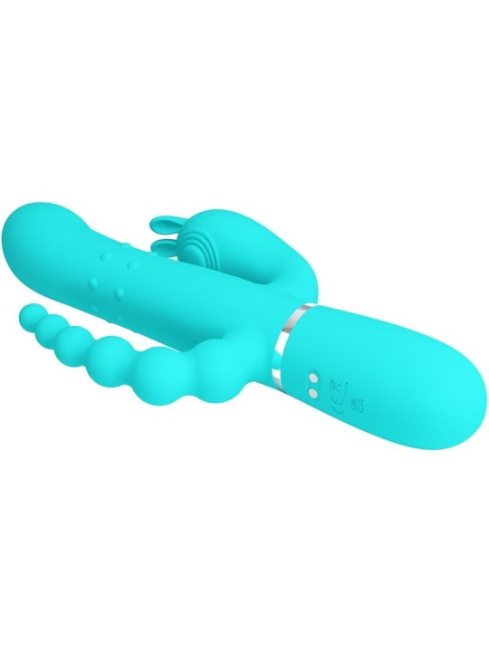PRETTY LOVE CAMMY TRIPLE VIBRADOR RABBIT MULTIFUNCION 4 EN 1 AZUL