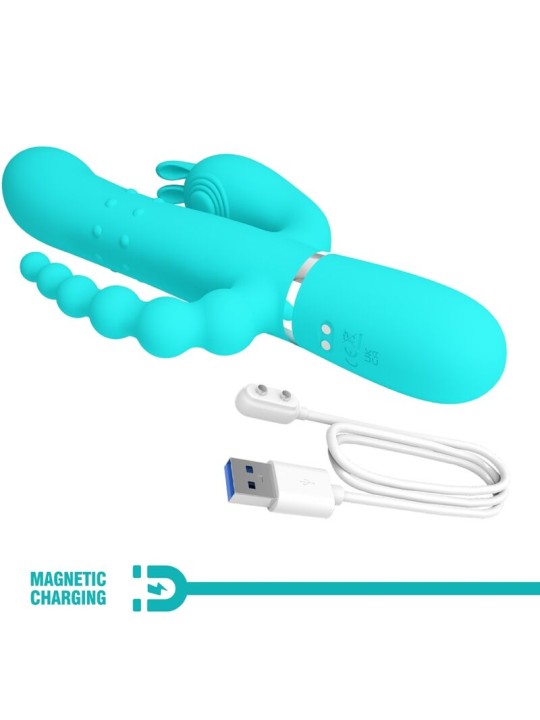 PRETTY LOVE CAMMY TRIPLE VIBRADOR RABBIT MULTIFUNCION 4 EN 1 AZUL