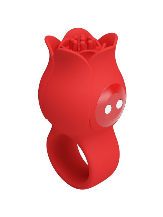 PRETTY LOVE JAE VIBRADOR DE DEDO FORMA DE ROSA 10 VIBRACIONES ROJO
