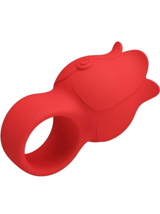 PRETTY LOVE JAE VIBRADOR DE DEDO FORMA DE ROSA 10 VIBRACIONES ROJO