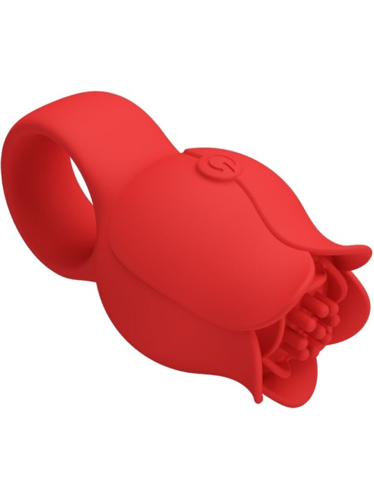PRETTY LOVE JAE VIBRADOR DE DEDO FORMA DE ROSA 10 VIBRACIONES ROJO