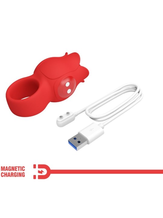 PRETTY LOVE JAE VIBRADOR DE DEDO FORMA DE ROSA 10 VIBRACIONES ROJO