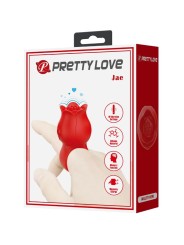 PRETTY LOVE JAE VIBRADOR DE DEDO FORMA DE ROSA 10 VIBRACIONES ROJO